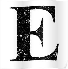 the letter d with stars in black and white poster