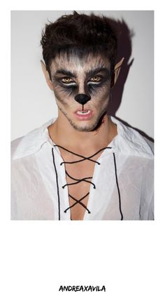 Simple Wolf Makeup Male, Werewolf Makeup Men Easy, Wolf Halloween Makeup Men, Easy Wolf Makeup Male, Wolf Make Up Male, Halloween Werewolf Makeup Men, Wolf Makeup Man, Diy Werewolf Makeup Men, Mens Werewolf Makeup