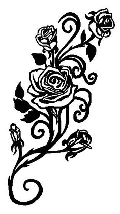 a black and white drawing of roses