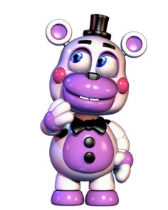 a purple and white cartoon character wearing a top hat