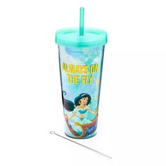 there is a plastic cup with a straw in it and the words always on the lid