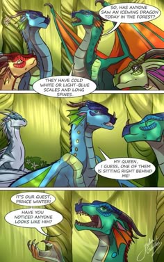 a comic strip with an image of two dragon