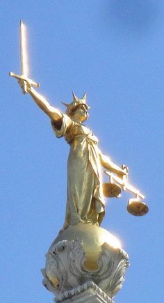 Allegorical Figure of Justice with sword and balance scale, Old Bailey, by Frederick William Pomeroy The Statue Of Justice, Lady Justice Statue On Courthouse, Broken Lady Justice, Justice Sculpture, Justice Statue Aesthetic, Lady Justice Statue On Dome, Lady Justice Old Bailey, Justice Statue Library, Statue Of Justice With Books