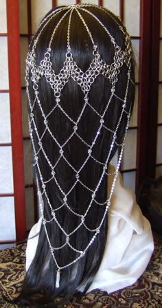 Chainmail Headpiece Pattern, Chain Mail Head, Chainmail Headpiece Diy, Chain Mail Headpiece, Chainmaille Headpiece, Chain Mail Head Piece, Chain Maille Headpiece, Chainmail Headpiece, Medieval Chainmail Headpiece