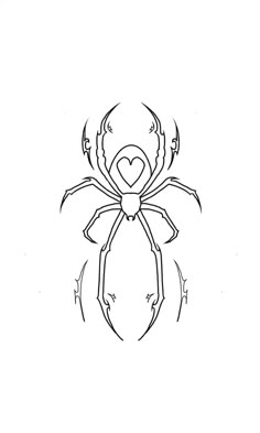 a black and white drawing of a spider