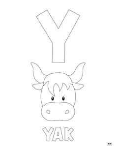 the letter y is for yak with a cow's head on top of it