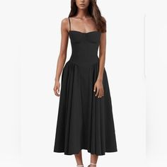 Ordered From Amazon...Brand New (Without Tag) And Needs A New Home. Perfect For Date Night Or Girl's Night....Perfect Color And Super Cute Elegant Dress With Bust Darts For Date Night, Basque Waist Black Dress, Fitted Dress With Bust Darts For Night Out, Black Dresses With Fitted Bodice For Summer, Sleeveless Dress With Bust Darts For Date Night, Party Midi Dresses With Bust Darts, Black Midi Dress For Summer Cocktail, Spring Black Maxi Dress With Fitted Bodice, Chic Spring Midi Dress With Bust Darts