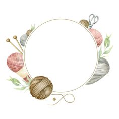 a circular frame with yarn and knitting needles