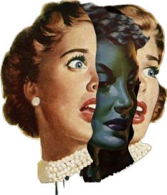 an image of two women facing each other with their faces painted to look like the same woman