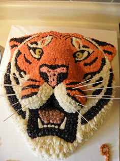 there is a cake shaped like a tiger