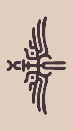 an image of a cross that has been drawn in black ink on a beige background