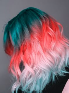 Vivid Summer Hair, Crazy Dyed Hair Ideas, Simple Vivid Hair Color, Fantasy Color Hair, Christmas Hair Color Ideas For Short Hair, Christmas Hair Dye Ideas, Blue Fire Hair Color, Goth Hair Dye Ideas, Crazy Hair Dye Ideas