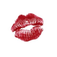 a red lipstick kiss on a white background