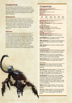 the back side of a book with an image of a scorpion on it