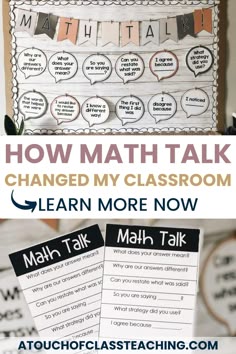 a classroom poster with the words, how math talk changed my classroom learn more now