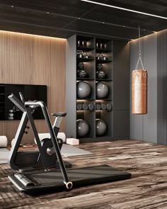 there is a treadmill in the middle of this room