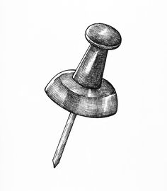an ink drawing of a push button with a wooden handle on it's end