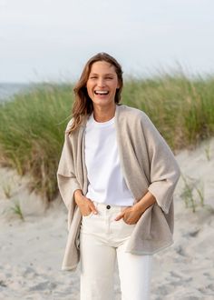 Women's Cashmere Blend Knit Sweater Cape – Alice Walk Oversized Cape For Beach In Spring, Casual Fall Beach Cape, Oversized Cape Cardigan For Spring, Oversized Cape For Spring Beach Outings, Cashmere Cape For Layering In Fall, Cashmere Cape For Fall Layering, Fall Cashmere Cape For Layering, Alice Walk Cape, Cozy Cashmere Cape