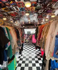 Thrift Shops, Thrift Store Interior Design, Thrift Shop Ideas, Cool Thrift Stores, 90s Clothing Store, Clothing Trailer, Bus Store, Thrift Store Ideas, Thrift Stores Aesthetic