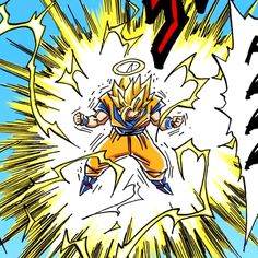 the dragon ball character is flying through the air