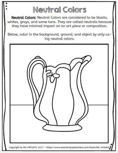 a coloring page with an image of a vase and the words neutral colors on it