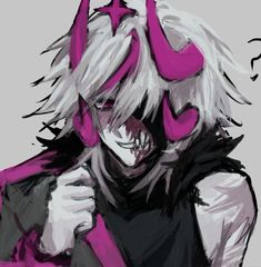 an anime character with horns on his head