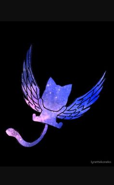 a cat with wings flying in the night sky