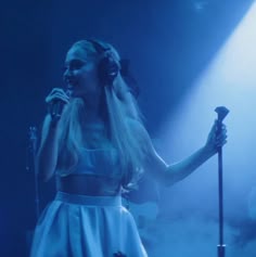 Ariana Grande Breathin Aesthetic, Eternal Sunshine Blue Hair, Blue Singer Aesthetic, Ariana Grande Blue, Ariana Grande Light Blue, Blue Ariana Grande Wallpaper, Blue Ariana Grande Aesthetic, Ariana Blue Dress, Ariana Grande Blue Aesthetic