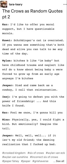 the text on top of a page that says,'the crows as random quotes pt?