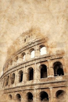 an old photo of the colossion in rome, italy with grungy paint