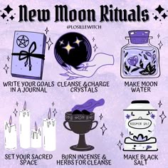 New Moon Witch Ritual, Witchcraft New Moon, New Moon Witchcraft, New Moon Witch, New Moon And Full Moon, New Moon Wicca, New Moon Aesthetic, Witchblr Bullet Journal Ideas, Witchy Bullet Journal