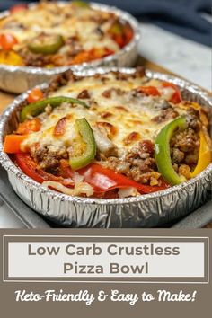 low carb crustless pizza bowl with keto - friendly and easy to make