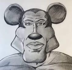 a pencil drawing of mickey mouse