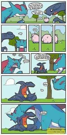 a comic strip with an image of a blue dragon