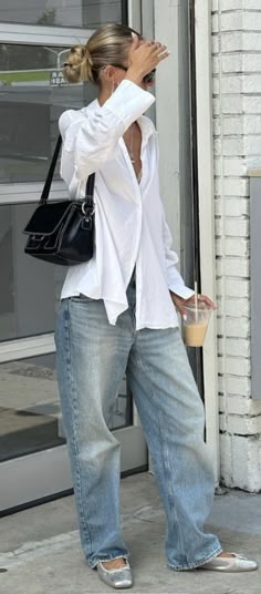 Shop recommended products from Brandy Castillo on www.amazon.com. Learn more about Brandy Castillo's favorite products. White Shirt And Jeans Outfit Aesthetic, Baggy White Shirt Outfit, Oversized White Shirt And Jeans Outfit, White Shirt And Baggy Jeans Outfit, Oversized White Shirt With Jeans, Baggy Jeans White Shirt, Chic Baggy Wide-leg Parachute Pants, Model Off Duty Baggy Jeans, Jeans White Shirt Outfit