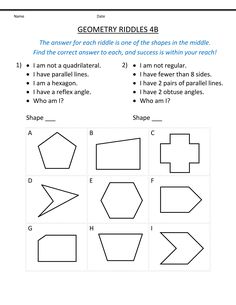 the worksheet for geometric riddles