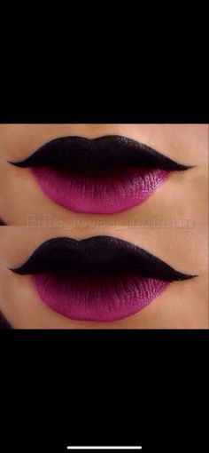 Witch Lips Halloween Makeup, Black Lip Halloween Makeup, Black Ombre Lips, Black Lipstick Halloween Makeup, Black And Purple Lipstick, Black And Purple Lip Combo, Black Ombré Lip, Purple And Black Lipstick, Purple And Black Lips
