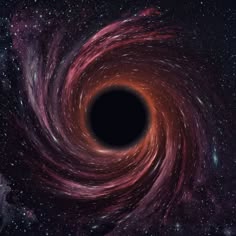 a black hole in the middle of space with stars around it and an orange ring at the center