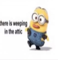 a minion with the caption'there is sweeping in the attic'on it