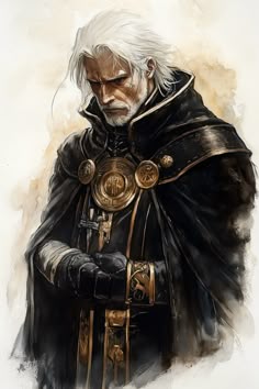 A human cleric graced with timeworn wisdom, moves with a tranquil confidence drawn from his unwavering faith. His piercing eyes hint at a sorrowful past. A cascade of silver hair flows beneath his ornate mitre, its patterns a tapestry of his devotion. Known for his gentle humor and compassionate soul, Faldrenia wields both hammer and prayer to illuminate the shadows, ever a beacon of hope and healing.