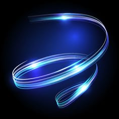 an abstract blue neon background with curved lines on a black background, suitable for text or image