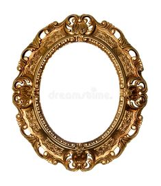 an ornate gold frame on white background with clipping for text or image stock photo