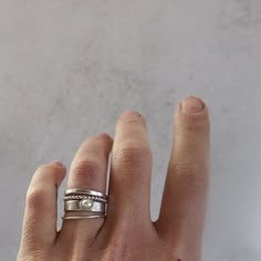 Silver Ring Stacking, Silver Ring Stacking Ideas, Silver Ring Stacks, Handmade Silver Pearl Ring, Silver Stackable Rings With Hand Forged Round Band, Silver Ring Stack, Everyday Hand Forged Sterling Silver Stackable Rings, Modern Sterling Silver Hand Forged Stackable Rings, Handmade Sterling Silver Shell