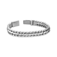 You'll love the distinctive woven look of this wide-link chain bracelet. Stainless steel 10mm width 8.5 inches; snap-lock clasp Everyday Bracelets With Rectangular Curb Chain Links, Classic Adjustable Cuban Link Chain Bracelet, Adjustable Chain Link Bracelet For Formal Occasions, Classic Adjustable Chain Link Bracelets, Classic Adjustable Chain Link Bracelet, Everyday Cuban Link Chain Bracelet, Modern Adjustable Cuban Link Box Chain Bracelet, Adjustable Modern Cuban Link Bracelet, Everyday Chain Link Bracelet With Stainless Steel Clasp