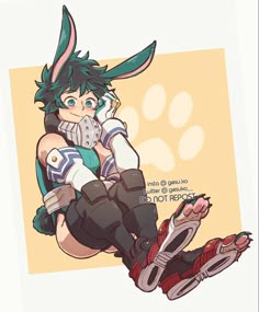 an anime character is sitting on the ground