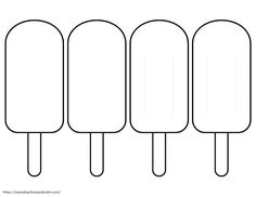 four popsicles lined up on top of each other with one line drawn to the side
