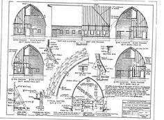 the plans for an old barn with arched windows, and other details to be drawn