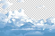 clouds in the sky with blue and white colors, transparent background png clipart