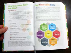 an open bible with colorful hexagons on it
