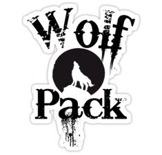 the wolf pack sticker is shown in black and white